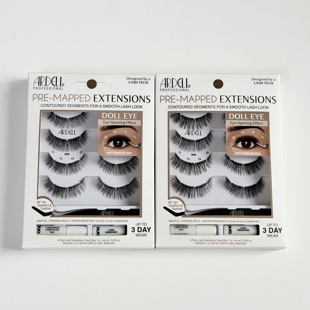 (2) Ardell Pre-Mapped Eyelash Extensions Kits False Lashes Doll Eye -NIB Sealed